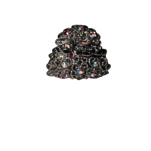 Hair Clip / Victorian style / mini / silver tone / purple tone / EUC - Picture 4 of 5